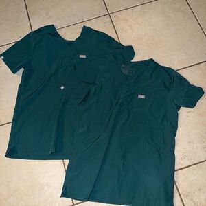 Figs Teal V-Neck Scrub Top